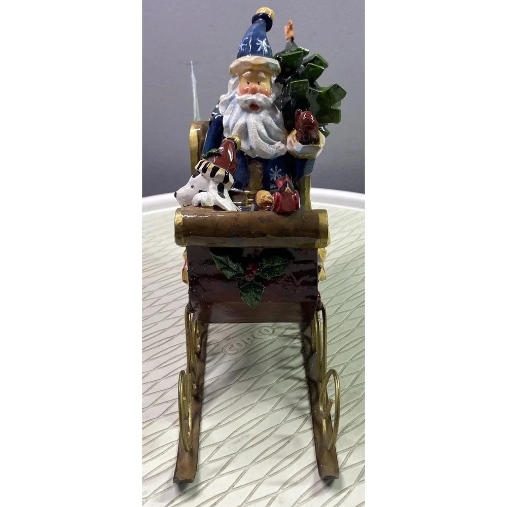 Santa's Red Sleigh Figurine‎ W/Wings-Dog/Cardinal/Presents/Christmas Tree EUC